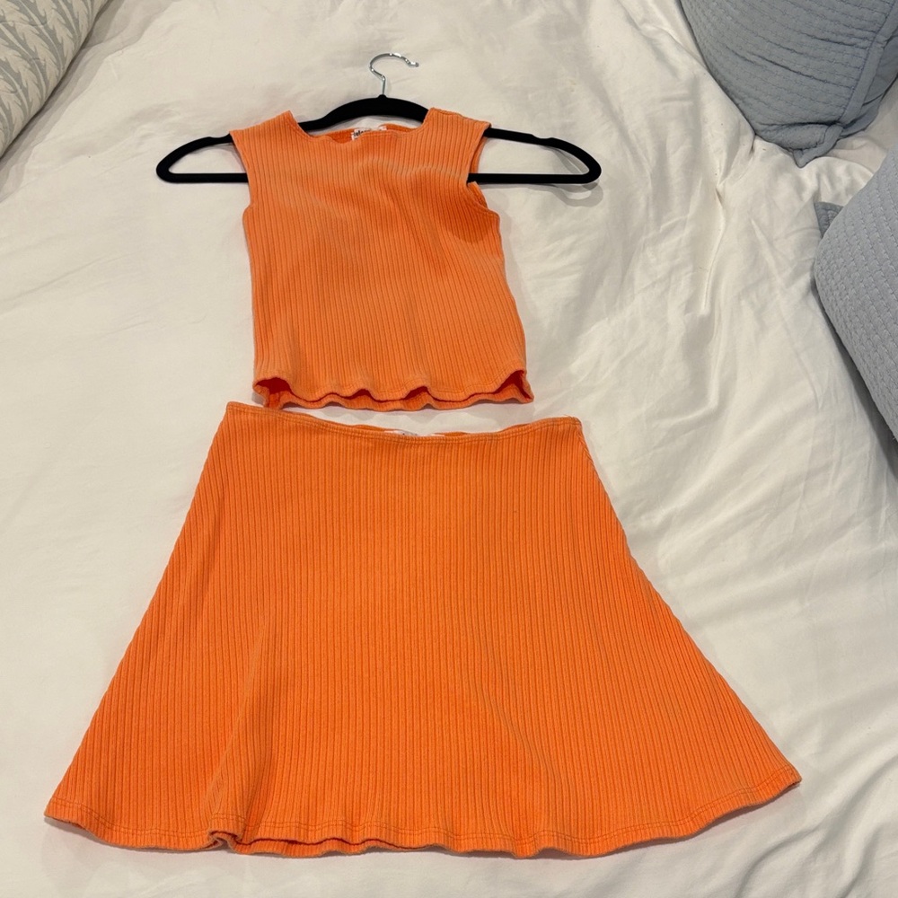 Reformation Vibrant Orange Ribbed Set